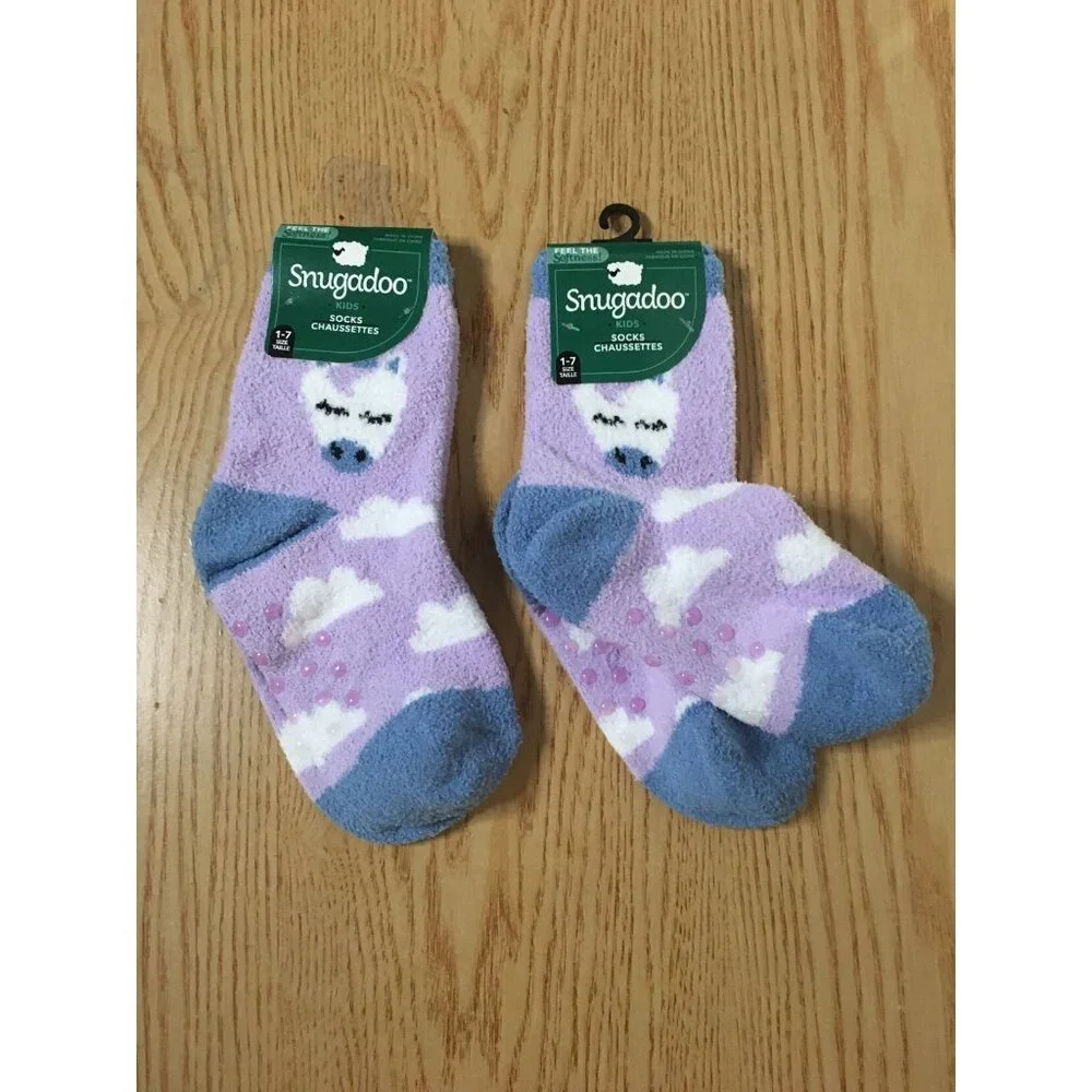 New Bundle Of 2 Girls Snuggadoo Lamb Fleece Socks Size1-7